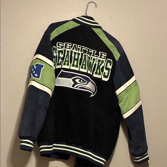 NFL Seattle Seahawks Black and Green Bomber Jacket - Picture 5 of 7